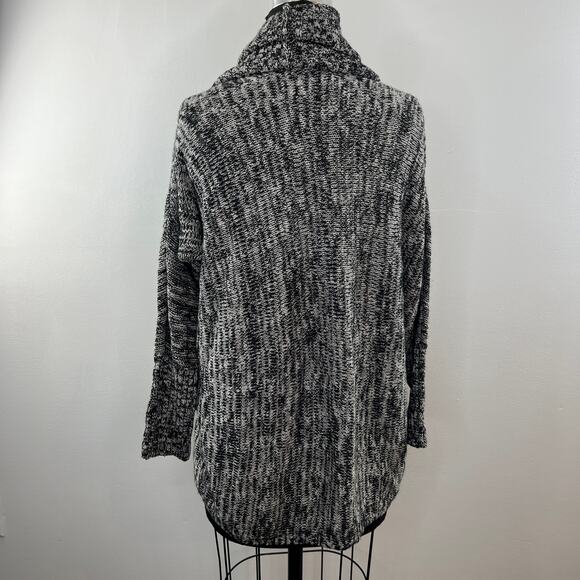 Michael Stars Black White Dolman Sleeve Open Front Wool Blend Cardigan Size M/L - Picture 4 of 10